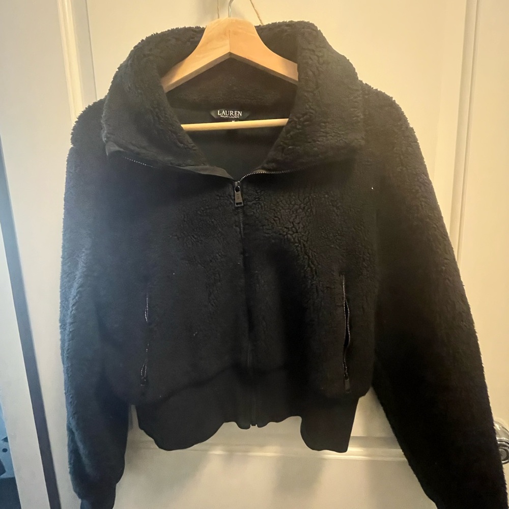 Ralph Lauren Faux-Shearling Full-Zip Jacket Polo Black Size m MSRP $145 - Picture 3 of 4